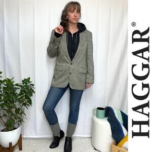 Vintage Haggar Gallery Plaid Tweed Blazer Heritage Style Made In USA Sz: 40